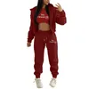 2024 Designer Fall Winter Fleece Sweatsuits 3 Pieces Set Women Tracksuits Casual Long Sleeve Hooded Jacket Vest and Pants Outfits Wholesale Clothes 10429