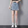 Faldas Super High Cintura Denim Falda corta Mujer Medio Verano Thin 2023 Split A-Line Small Wrap Hip