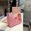 24SS Designer Miui Miui Bag Miumius Home Pleated Bag for Female Minority Design Pearl Chain Underarm Bag Fashion Versatile One Shoulder Crossbody Bag