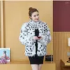 Pele feminina 2023 leopardo falso teddy jaquetas blazers trench coats roupas mangas compridas parkas pesado para baixo inverno elegante topo q27