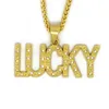 Crystal Letter Lucky Pendants Halsband Gyllene bling smycken gåvor män kvinnor hiphop charm rhinestone kedjor lycka 289y