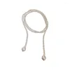 Hanger kettingen Franse gesimuleerde parel kwastje trui ketting ketting voor dames luxe mode retro feest sieraden