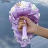 Wedding Flowers JaneVini Elegant Light Purple Waterfall Bridal Bouquets Crystal Pearls Artificial Satin Roses Cascading Bouquet
