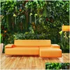 Fonds d'écran Personnalisé P O Papier peint Mural Papel De Parede Tropical Rainforest Fleur Plante Feuille Verte Chambre Peinture Murale Hom Homefavor Dh6Cg