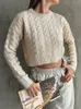 Kvinnors tröjor Elegant Metallic Silver Short Sweater For Women Autumn Loose O Neck Long Sleeve Jumper Topps Female Fashion Ladies Knit Pullover 231214