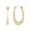 Hoop Earrings 10K Yellow Gold Small Plain Hollow Oval Hoops