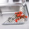 Triangle de rangement de cuisine, support de séchage de la vaisselle enroulable, pliable en acier inoxydable sur l'évier, organisateur d'angle, support d'étagère