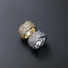 Hip Hop Heren Ring Iced Out Zirkoon Icy Ronde Cluster Goud Verzilverd Bling Sieraden Gift204C