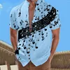 Chemises décontractées pour hommes Hawaiian Court Hommes Chemise à col montant numérique Impression 3D Manches à poitrine Vacances Single Holiday Blouse Beach Top