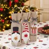 Exquisite Christmas decorations doll men women portable wine bottle set Christmas champagne red wine brown gift bag