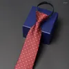 Bow Ties Fashion Men 7cm dragkedja 2023 Märke högkvalitativt affärsarbete nacke för klassisk bröllopsfest slips med presentförpackning