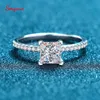 Wedding Rings Smyoue Real 1-2CT Princess Cut Ring for Women Sparkling Gemstone Engagement Wedding Ring S925 Silver Plated Pt950 GRA 231214