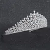 Fermagli per capelli Cubic Zirconia Wedding Bridal Princess Tiara Donna Diadema Per ragazza Accessori per gioielli da ballo Platino reale placcato CH10291