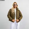 Parkas Femme 2023 nouvelles femmes court hiver Parkas manteau coréen col montant en vrac coton rembourré veste femme ample fermeture éclair pain manteau Basic CoatL231215