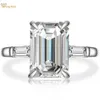 Trouwringen Wong Rain 925 Sterling Zilver Emerald Cut Gemaakt Edelsteen Bruiloft Verlovingsdiamanten Ring Fijne Sieraden Groothandel 231214