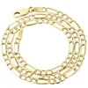 Mens Real 10k Yellow Gold Figaro Chain 4mm Halsband Hög polerad 16-30 tum191i