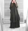 Vêtements ethniques personnalisés en gros grande balançoire haut de couleur unie jupe costume deux pièces robe islam musulman moyen-orient dubaï abaya