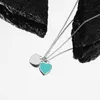 Pendant Necklaces ShTQior Silver Double Mini Heart Label Pendant Necklace Suitable for Girls and Ladies Cute Heart Necklace Jewelry Valentine's Day Gift