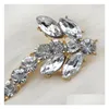 Ohrmanschettenstrass -Kristallblätter Blume Ohrringe Korea Stil Sier/goldplattierte Metallablagerung Schmuck DHKQE DHKQE