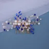 Hair Clips Colorful Crystal Comb Women Jewelry Headdresses Pearls Rhinestone Accessories Elegant Ornaments Fancy Decor