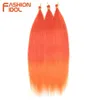 Cheveux humains en vrac droits 28 pouces Bundles Crochet Tresses Synthétique Tressage Ombre Orange Extensions 231214