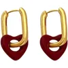 Hoop Ohrringe Matt Matt Rot Herz Für Frauen Vintage Ohr Schnalle Huggies Trendy Schmuck Zubehör Pendientes Mujer