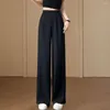 Women's Pants Loose Wide Leg Office With Pockets Relaxed Fit Trousers For Work High Waist Solid Color Suit Women