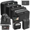 Saco organizador 78910 pçs / conjunto sacos de armazenamento de viagem mala embalagem cubos casos portátil guarda-roupa bagagem roupas sapato bolsa dobrável 231215