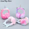 Ear Muffs Colorful Unicorn Fluffy Earflap Children Kids Lovely Earmuffs Cat Ears Warmer Caps Soft Plush Headband Fur Headphones Earmuff 231215