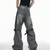 Men's Jeans Vintage Do Old High Waist Three-dimensional Splicing Design American Street Fashion Brand Micro Cropped Men