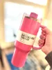 New PINK Parade 40oz Quencher H2.0 Mugs Cups camping travel Car cup Stainless Steel Tumblers Cups with Silicone handle Valentine's Day Gift With 1:1 Same Logo GG1221