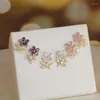 Orecchini a bottone Fiore di cristallo in stile giapponese della Corea per le donne Regalo Gioielli di moda Zirconia Farfalla Ape