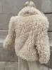 Frauen Pelz Übergroßen Revers Flauschigen Faux Frauen Kurze Mantel Verdicken Warme Lange Hülse Lose Jacke 2023 Winter Mode Dame mantel