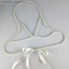 Autres accessoires de mode Vintage tressé perle Bo chaîne harnais soutien-gorge collier chaîne de poitrine Bo bijoux pour fille perles à la main sexy bikini chaîne de poitrine L231215