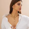 Pendentif Colliers DIEZI Punk Exagéré CCB Collier de goutte d'eau pour femmes Cadeau de fête Simple Mode Perles en plastique Collier ras du cou Bijoux