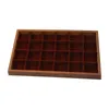 Jewelry Pouches 24 Grid Organizer Tray Wooden For Home Bedroom Drawer Necklaces Wife