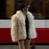 Frauen Pelz Übergroßen Revers Flauschigen Faux Frauen Kurze Mantel Verdicken Warme Lange Hülse Lose Jacke 2023 Winter Mode Dame mantel