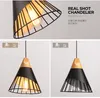 Lampes suspendues Nordic moderne minimaliste bois et cage lumière restaurant bar café créatif macarons lampe fer aluminium