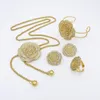 Halsband örhängen set Dubai Flower Gold Plated smycken för kvinnor bröstkedja örhänge Bangle Ring Wedding Party Gift