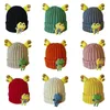 Berretti cartone animato per bambini casual per la rana Cappello a maglia corna di berretto berretto Cappello a maglia pieghevole inverno autunno