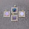 Pendentif Colliers 5pcs Belle Place Gemstone Bezel Pavé Perle Naturel Pierre Charme Shell