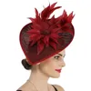 Nouveautés ivoire maille Fascinator chapeau plume fleur chapeau pour femme bandeau Cocktail mariage casque avec pince à cheveux bandeau