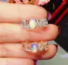 Küme halkaları moda kız için gümüş aşk yüzüğü 5mm 7mm doğal opal 925 mücevher mektubu hediye kadın
