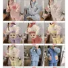 Pajama Women's Winter Jacket With Cotton And Coral Velvet Three-Layer Thickened Winter Plush Cartoon Autumn And Winter Home Clothing Set