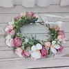 6pcs Artficial Rose Flower Crown Girls Headband Wedding Hair Accessories Headdress Women Floral Garland Bridal Headwear