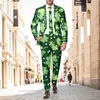 Męskie garnitury męskie garnitur St. Patrick's Day Jackets określa stroje cztery liść złoto wszystkie wydruku górne spodnie dwuczęściowe kostium homme