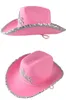 Roze Cowgirlhoed Roze Cowboyhoed voor feestjes Verlichte Cowgirl Verjaardagsfeestje Hoed Verstelbare String