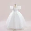 Robes de fille princesse blanche manches bouffantes paillettes robe de fête d'anniversaire de mariage adolescent enfants enfants robes élégantes pour 8-12 ans