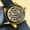 الساعات الميكانيكية الآلية للرجال 40 ملم ساعة معصم كلاسيكيات Wristwatch Rubber Strap Montre de Luxe Gold Watch