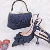 Sapatos de vestido Doershow Italiano e conjuntos de bolsas para festa noturna com pedras Bolsas de couro Match Bags! HFG1-7